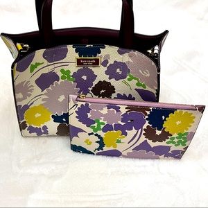 Like New! Kate Spade Floral Purple Purse w/ detachable crossbody strap!